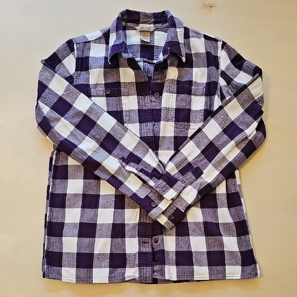 Duluth Trading Co Womens Free Swinging Plaid In Purple And White